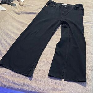 RE/DONE Women's Black High Waisted Wide-Leg Jeans